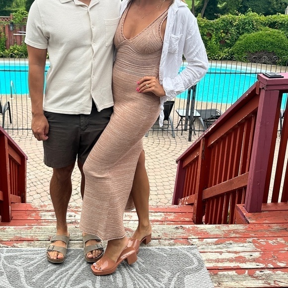 Torn BY Ronny Kobo Size Small Tan/Cream Knit Maxi Dress - Picture 2 of 8